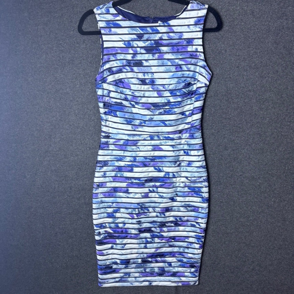 Cache Womens Size 2 Striped Watercolor‎ Mesh Sheath Dress Preppy NEW $198